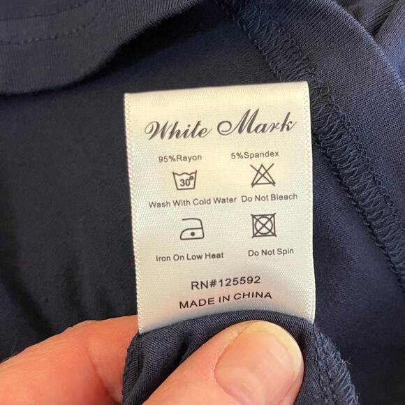 White Mark Criss Cross Neck Navy Blue Relaxed Fit Swing Midi Dress Plus 3XL NWT - Picture 11 of 13